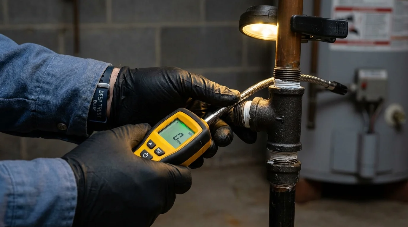 Gas leak detection with electronic sniffer by Johns Plumbing LLC in Spruce Pine